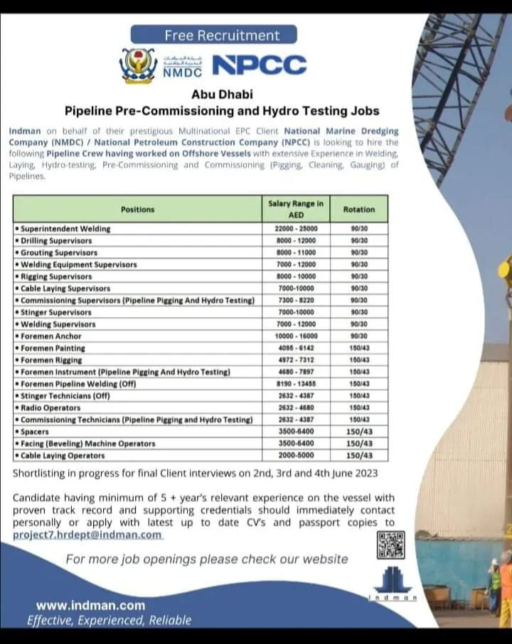 NPCC Abu Dhabi Jobs 2023 National Petroleum Construction Company