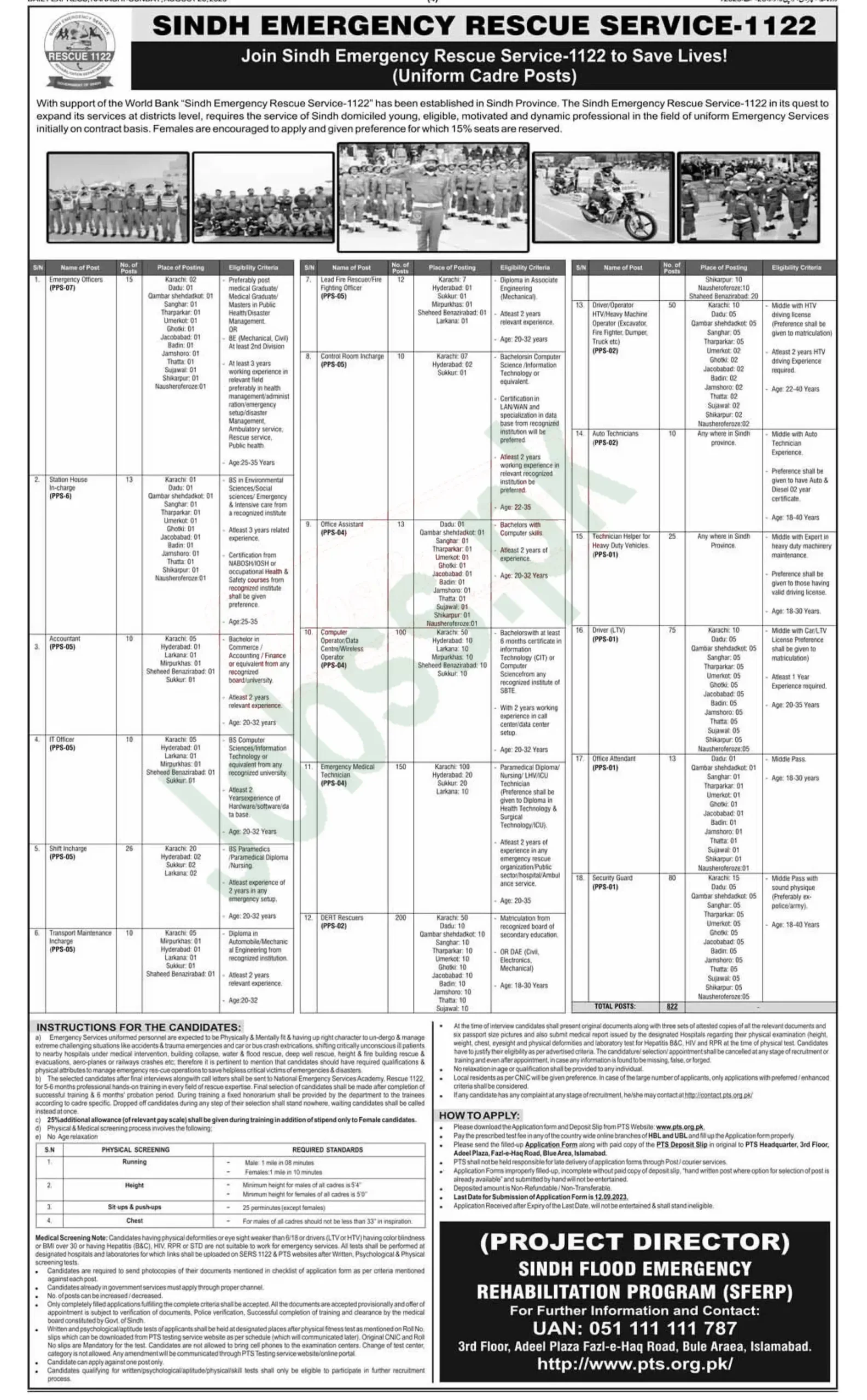 Rescue 1122 Jobs 2023 Application Form at www.rescue.gov.pk