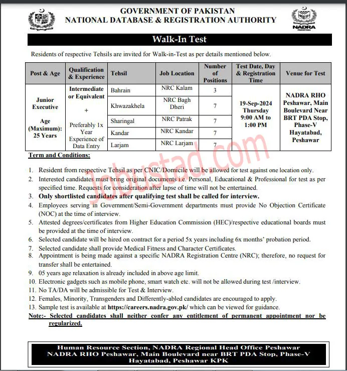 NADRA Jobs 2024 Online Apply - www.nadra.gov.pk jobs 2024