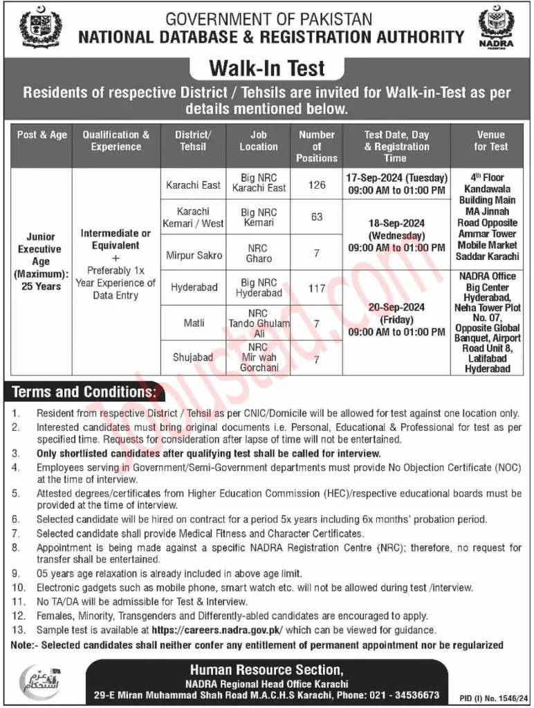 NADRA Jobs 2024 Online Apply - www.nadra.gov.pk jobs 2024