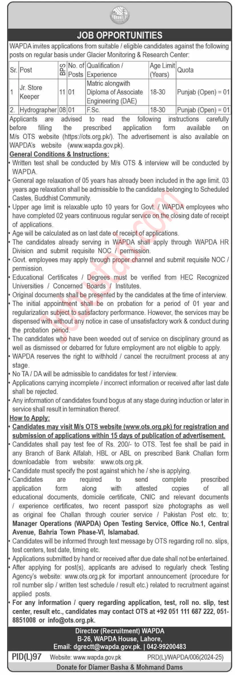 WAPDA Jobs 2024 Apply Online at www.wapda.gov.pk