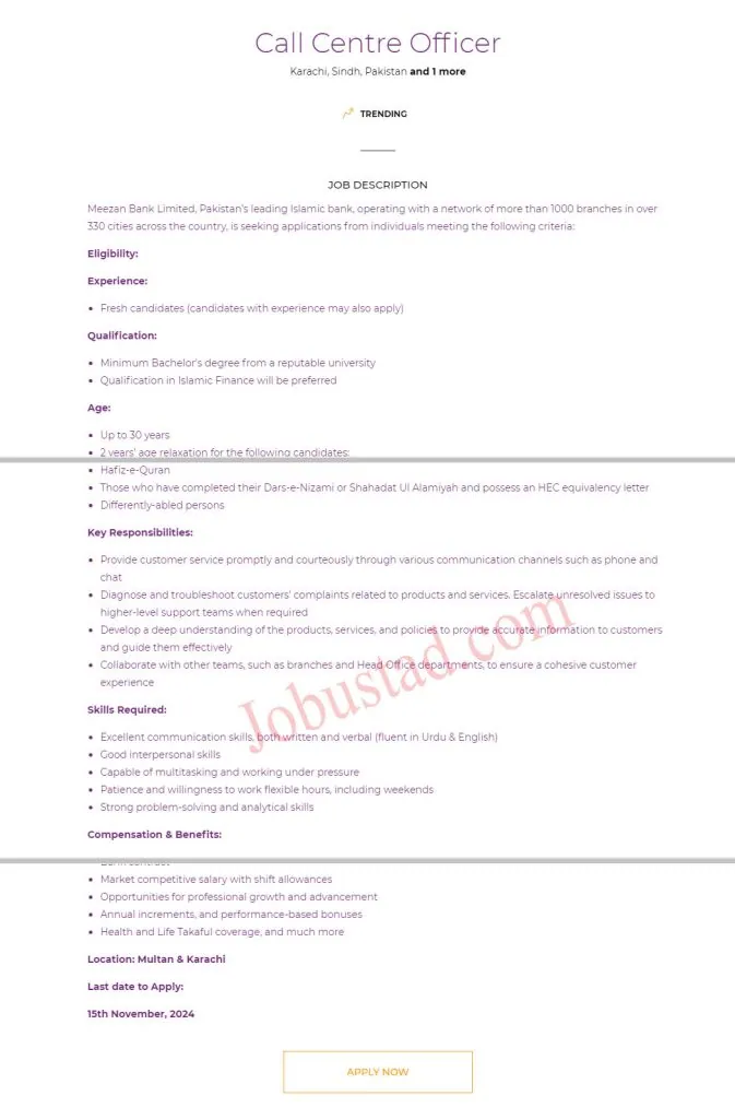 Meezan Bank Jobs 2024 Online Apply (Male & Female)