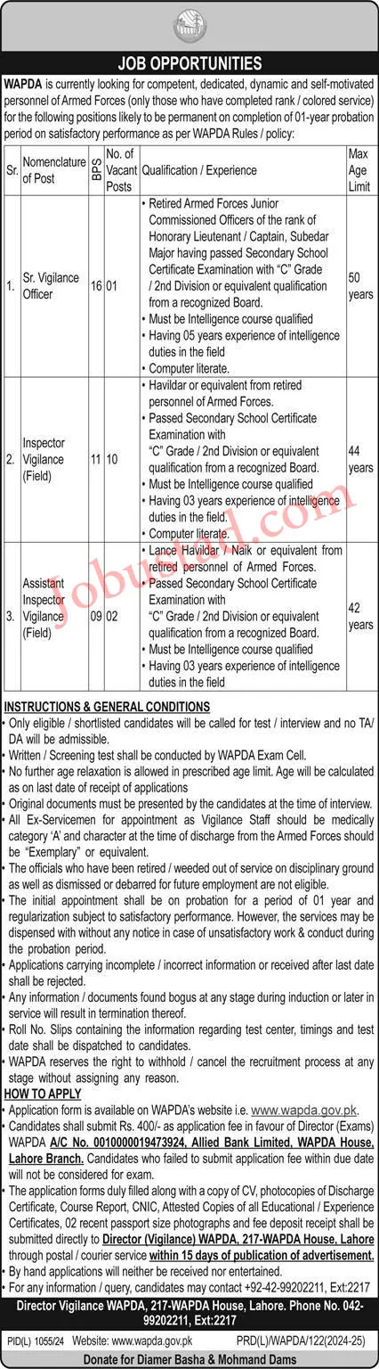 WAPDA Jobs 2024 Advertisement Application Form