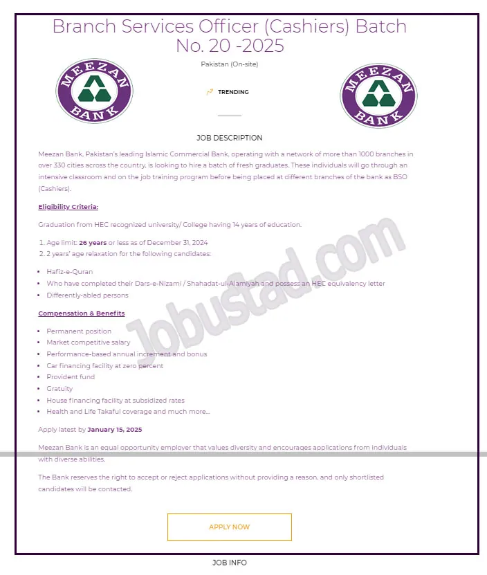 Meezan Bank Jobs 2025 Online Apply (Male & Female)