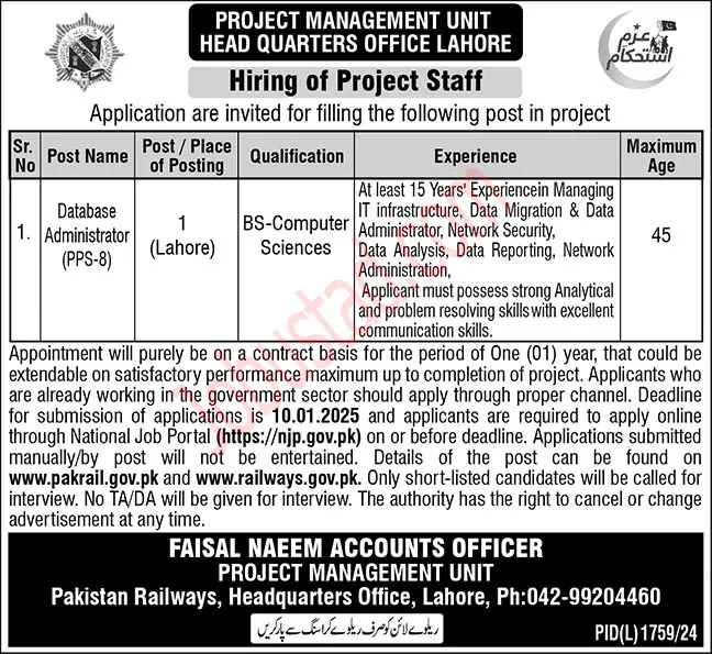 Pakistan Railway Jobs 2025 Online Apply - www.railway.gov.pk jobs 2025